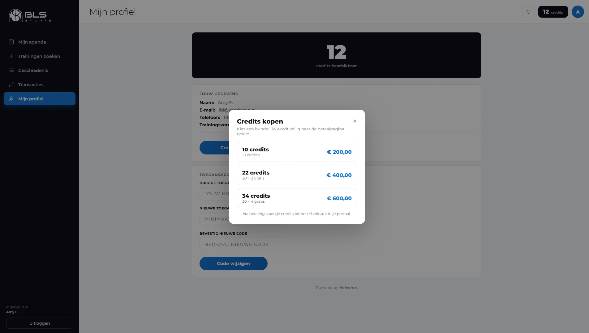 Klantportaal: credits kopen en afrekenen via iDEAL